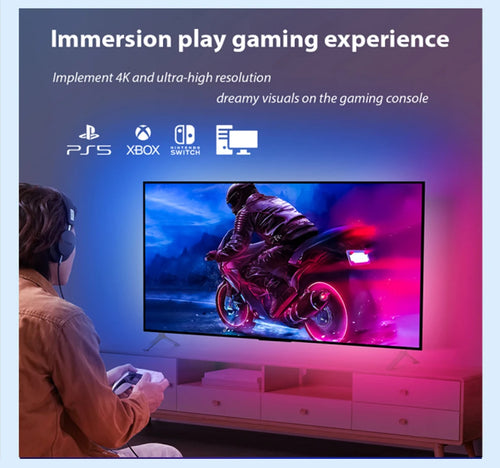 4K SyncBox LED Backlight — Real-Time HDMI 2.0 / 2.1 TV Lighting Kit with Voice Control