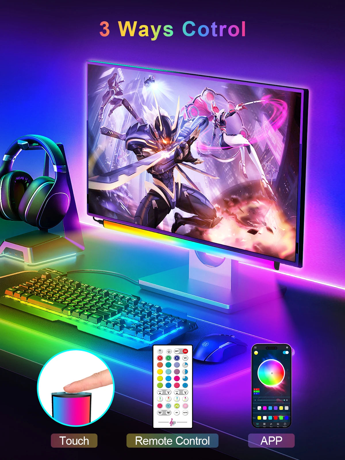 RGB Desk Light Bar — Dynamic Screen Glow | Bluetooth & Remote Control