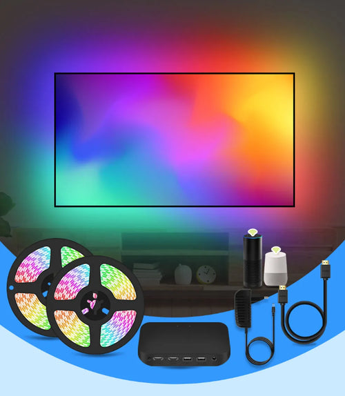 4K SyncBox LED Backlight — Real-Time HDMI 2.0 / 2.1 TV Lighting Kit with Voice Control