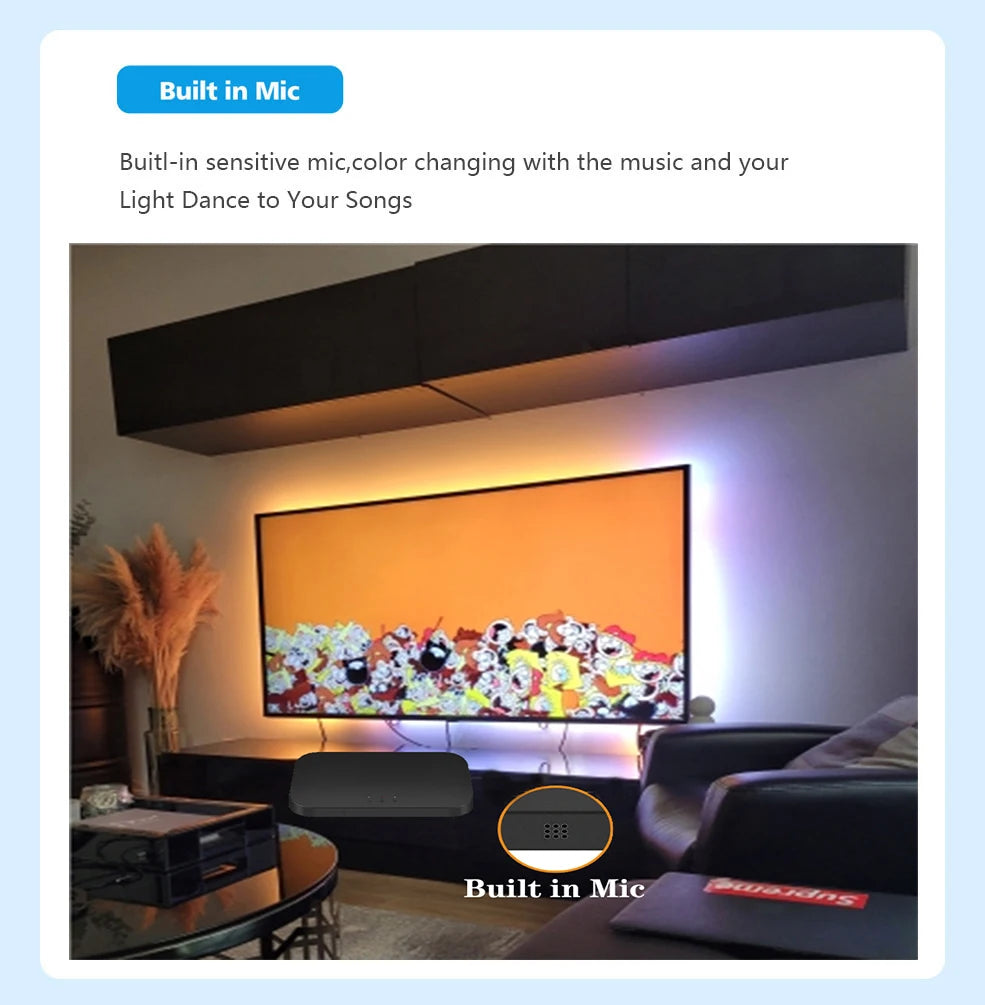 4K SyncBox LED Backlight — Real-Time HDMI 2.0 / 2.1 TV Lighting Kit with Voice Control